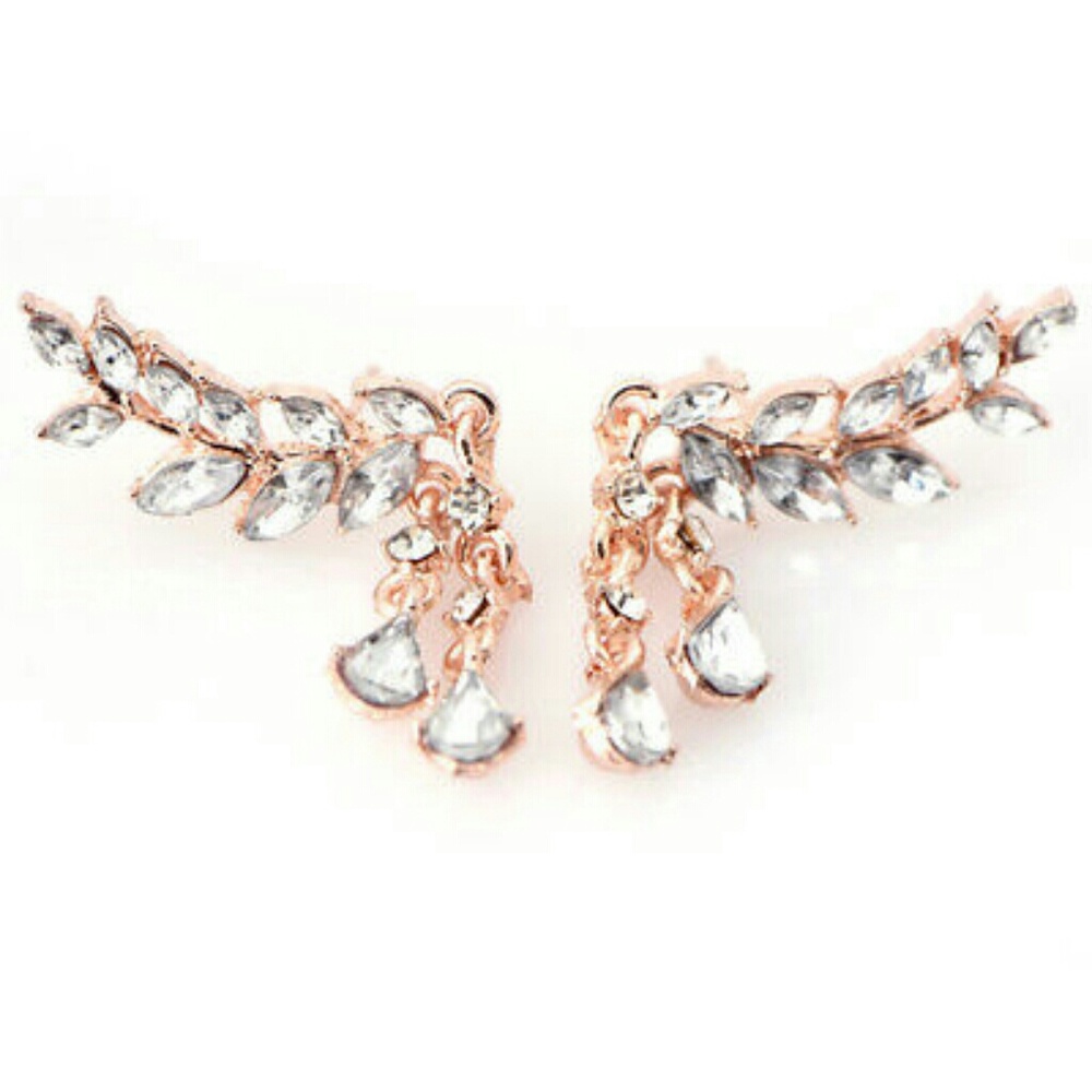 Crystal Leaves Earrings - Picture 3 of 3